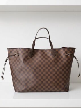 Louis Vuitton Neverfull GM Damier Ebene Tote Handbag Red Organizer Insert w COA